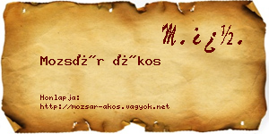 Mozsár Ákos névjegykártya